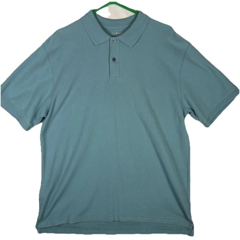 LL Bean S/S 100% Cotton Pique Polo Light Blue Solid Color Men’s Size Large